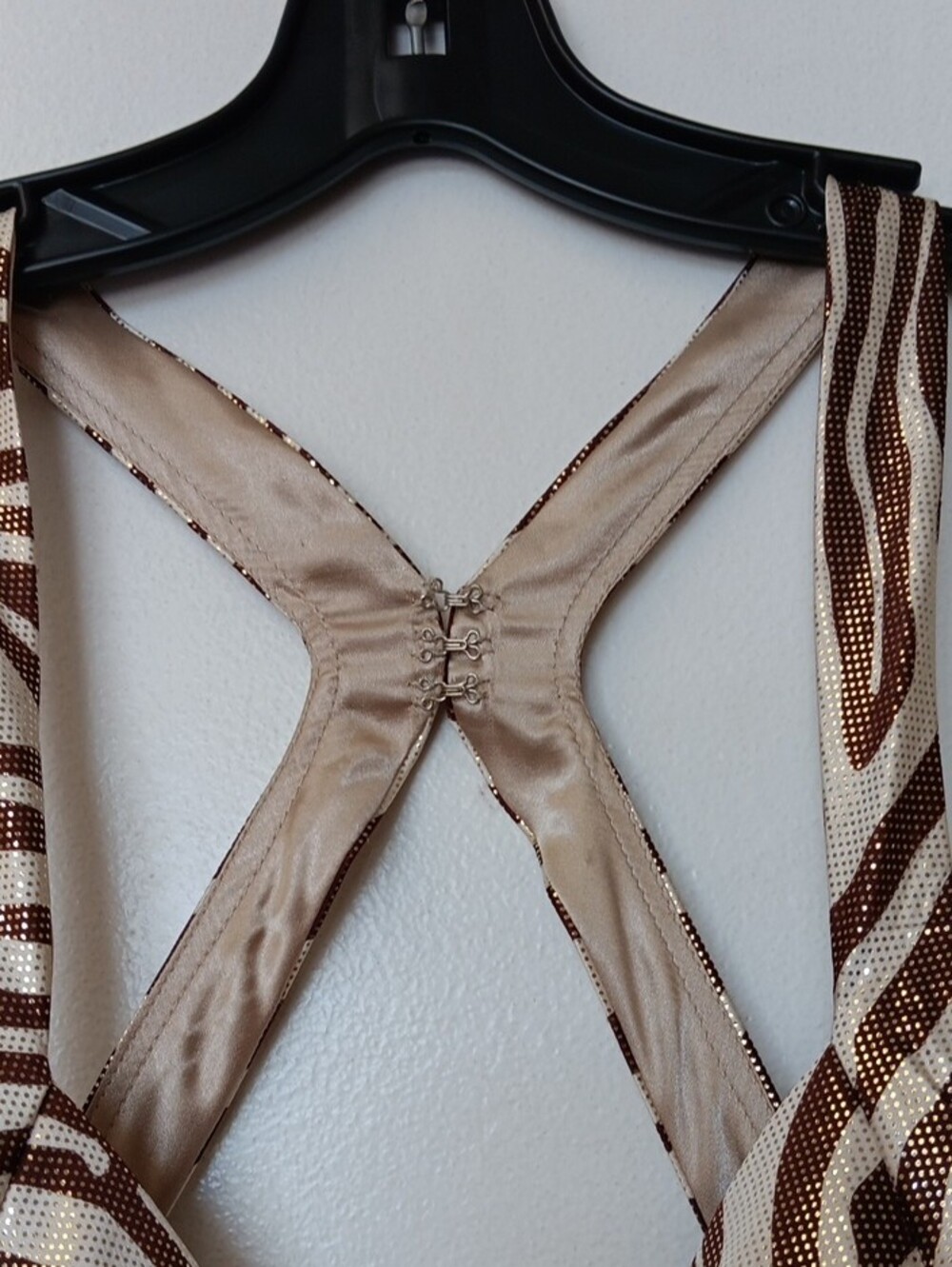 Vintage La Femme Gold and Brown Zebra-Print Maxi Dress with Embellished Waist - Picture 14 of 16